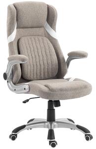 Vinsetto Sedia da Ufficio Reclinabile con Altezza Regolabile in Tessuto, 68x76x109-117 cm, Marrone Chiaro