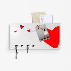 Design Object Portachiavi da parete con lavagna magnetica e portadocumenti "HEART" Metallo