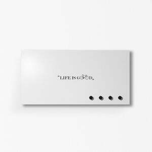 Design Object Portachiavi da parete con lavagna magnetica e portadocumenti "LIFE IS GOOD" Metallo Grigio Chiaro