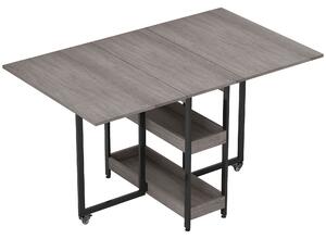 HOMCOM Tavolo Pieghevole a 2 Ribalte per 4 Persone con 2 Ripiani Aperti, in Legno e Metallo, 133.4x80x75 cm, Grigio | Aosom Italy