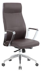 Poltrona da Ufficio Presidenziale Nashville con Braccioli 60,5x60x118,5-128,5 cm in Pelle Sintetica Marrone