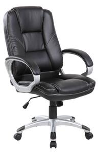 Poltrona da Ufficio Direzionale Boston con Braccioli 63x69x103-114 cm in Pelle Sintetica Nero