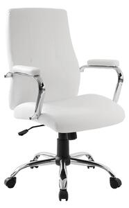Poltrona da Ufficio Direzionale New York con Braccioli 58x64x101-111 cm in Pelle Sintetica Bianco