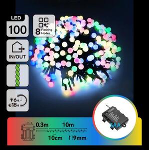 Aigostar - LED Catena luminosa natalizia per esterni 100xLED/8 funzioni 10,3m IP44 multicolore