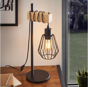 Eglo 780173 - Lampada da tavolo TABODI 1xE27/40W/230V pino/nero