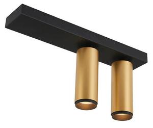 LOOM DESIGN Faretto da soffitto a LED X-Beam, 2 luci, nero/oro dimmerabile, Nero, Soggiorno / Sala da pranzo, Alluminio, Moderno