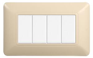 Placca 4 moduli 504 in plastica sabbia compatibile anche con BTicino Matix