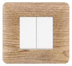Placca 2 moduli 502 in plastica legno chiaro compatibile anche con BTicino Matix