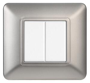 Placca 2 moduli 502 in plastica argento compatibile anche con BTicino Matix