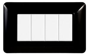 Placca 4 moduli 504 in plastica nera compatibile anche con BTicino Matix