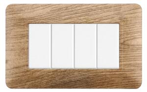 Placca 4 moduli 504 in plastica legno chiaro compatibile anche con BTicino Matix