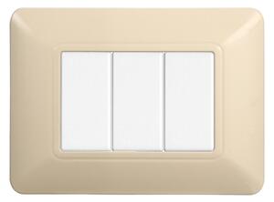 Placca 3 moduli 503 in plastica sabbia compatibile anche con BTicino Matix
