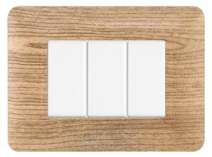 Placca 3 moduli 503 in plastica legno chiaro compatibile anche con BTicino Matix