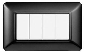 Placca 4 moduli 504 in plastica acciaio scuro compatibile anche con BTicino Matix