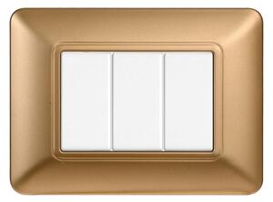 Placca 3 moduli 503 in plastica oro compatibile anche con BTicino Matix
