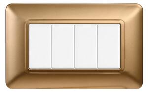 Placca 4 moduli 504 in plastica oro compatibile anche con BTicino Matix