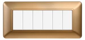 Placca 6 moduli 506 in plastica oro compatibile anche con BTicino Matix