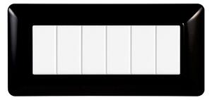 Placca 6 moduli 506 in plastica nera compatibile anche con BTicino Matix