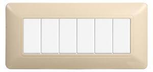 Placca 6 moduli 506 in plastica sabbia compatibile anche con BTicino Matix