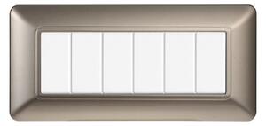 Placca 6 moduli 506 in plastica titanio compatibile anche con BTicino Matix