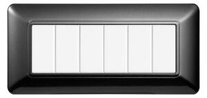Placca 6 moduli 506 in plastica acciaio scuro compatibile anche con BTicino Matix