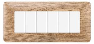 Placca 6 moduli 506 in plastica legno chiaro compatibile anche con BTicino Matix