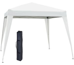 Outsunny Gazebo Pieghevole da Giardino 3x3m Struttura in Acciaio, Corde Antivento e Sacca di Trasporto, Bianco