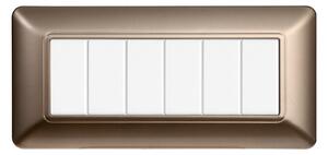 Placca 6 moduli 506 in plastica bronzo compatibile anche con BTicino Matix