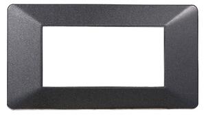 Placca 4 moduli 504 in plastica acciaio scuro compatibile anche con Vimar Plana