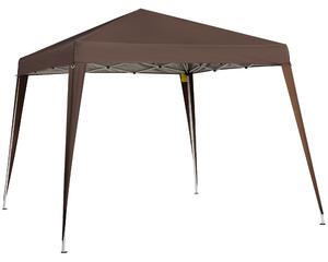 Outsunny Gazebo Pieghevole da Giardino 2.4x2.4m con Struttura in Acciaio e Corde Antivento, Caffè|Aosom