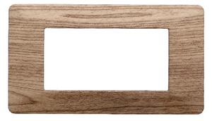 Placca 4 moduli 504 in plastica legno chiaro compatibile anche con Vimar Plana