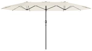 Outsunny Ombrellone doppio 436 x 260 cm, Protezione UV, Ombrellone in acciaio con manovella, Beige