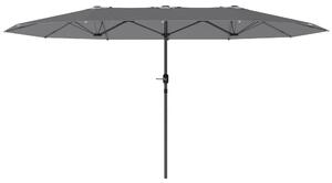 Outsunny Ombrellone Doppio 436 x 260 cm, Protezione UV Ombrellone in Acciaio con Manovella, Grigio scuro