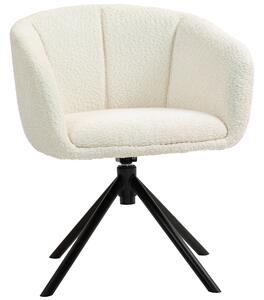 HOMCOM Poltrona, sedia imbottita con seduta confortevole, girevole, rivestimento accogliente, fino a 120 kg, Bianco crema