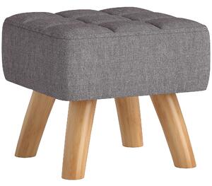 HOMCOM Poggia Piedi Imbottito con Aspetto Lino, Gambe in Legno, fino a 110 kg, Grigio | Aosom Italy