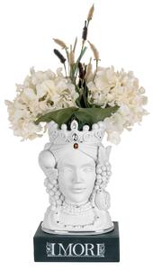 Bongelli Preziosi Testa di moro femminile decorata a mano in stile moderno Marmorino Bianco