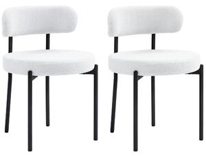 HOMCOM Set da 2 Sedie da pranzo, Imbottitura in fleece, Sedie con sedile imbottito, Gambe in metallo, Bianco crema | Aosom Italy