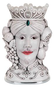 Bongelli Preziosi Testa di moro maschile decorata a mano dallo stile moderno Marmorino Bianco