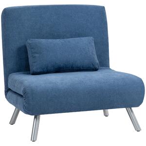 HOMCOM Poltrona con funzione letto, design 2-in-1, poltrona letto, ospite letto, rivestimento in tessuto, con cuscino, Blu | Aosom Italy