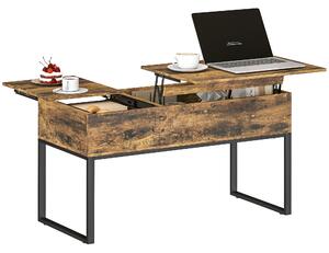 HOMCOM Tavolino da Salotto Sollevabile con Piano Scorrevole Chiusura Morbida Spazio Nascosto di Archiviazione 100x45x67 cm Marrone Rustico | Aosom Italy
