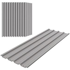 Outsunny Lot de 12 pannelli in acciaio zincato Resistente alle Intemperie, grigio chiaro, dim. di un pannello 129L x 45l cm | Aosom Italy