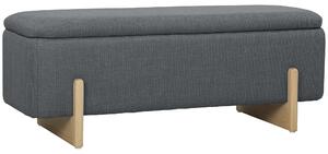 HOMCOM Pouf con Spazio di Archiviazione, Panca con Imbottitura in Schiuma, Tessuto Effetto Lino, 111 x 44 x 44,5 cm, Grigio scuro | Aosom Italy