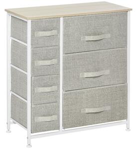 HOMCOM Comò 7 cassetti in tessuto, chiffonier, mobile portaoggetti moderno, struttura in acciaio, 63,5 x 30 x 71 cm, grigio | Aosom Italy