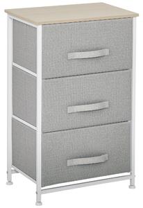 HOMCOM Comò moderno con 3 cassetti in tessuto, telaio in acciaio e truciolato, 45 x 30 x 71 cm, grigio | Aosom Italy