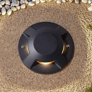 Lucande Faretto da pavimento a LED Jeffrey, nero, 4 uscite luce Jeffrey, Nero, Alluminio, Moderno, Lampada LED da esterni