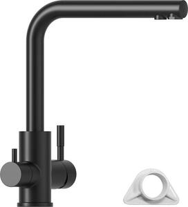 Miscelatore a tre vie, orientabile a 360 gradi, miscelatore 3 in 1, rubinetto con filtro per l'acqua, rubinetto a tre vie, rubinetto da lavello in acciaio inossidabile, nero