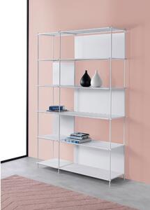 Pezzani Libreria componibile in acciaio moderna con varie scaffalature a vista Musa Acciaio Inox Bianco/Bianco Librerie da Terra,Librerie Componibili