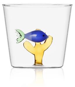 Ichendorf Bicchiere in vetro per aperitivi con all'interno pesciolino Marine Garden Vetro Blu