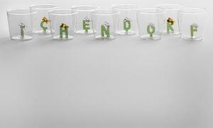 Ichendorf Bicchiere in vetro tumbler con alfabeto fiorito lettera "X" GreenWood Vetro Verde