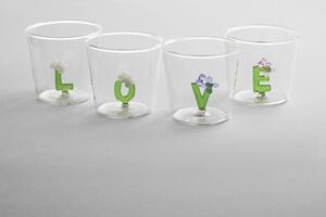 Ichendorf Bicchiere in vetro tumbler con alfabeto fiorito lettera "C" GreenWood Vetro Verde